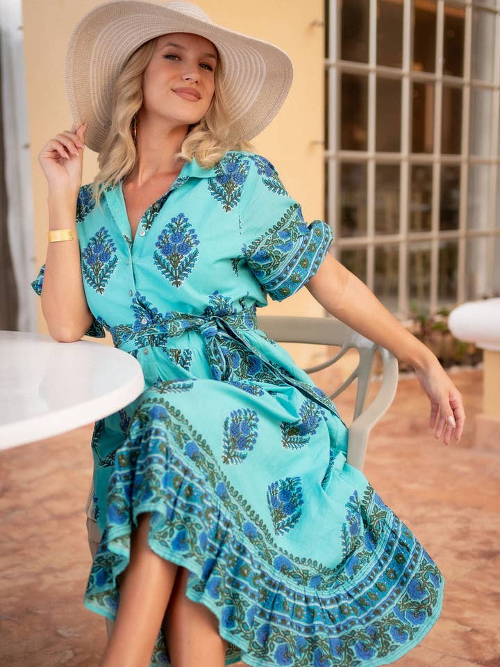 Skye Turquoise Midi Overhemdjurk #2 voor wholesale door Genhappy