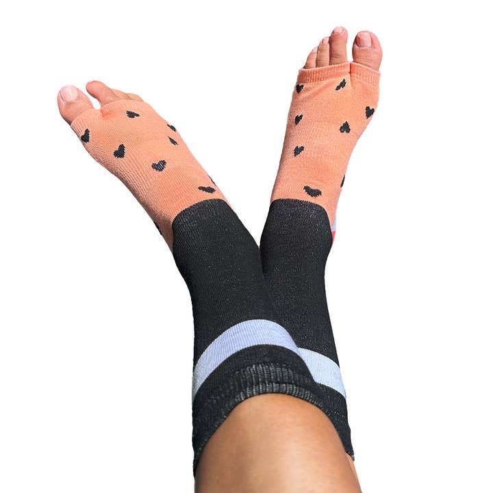 Tucketts - Wholesale Socks - Women's - Crew Toeless - Spice Color Blocking - Grip Socks3