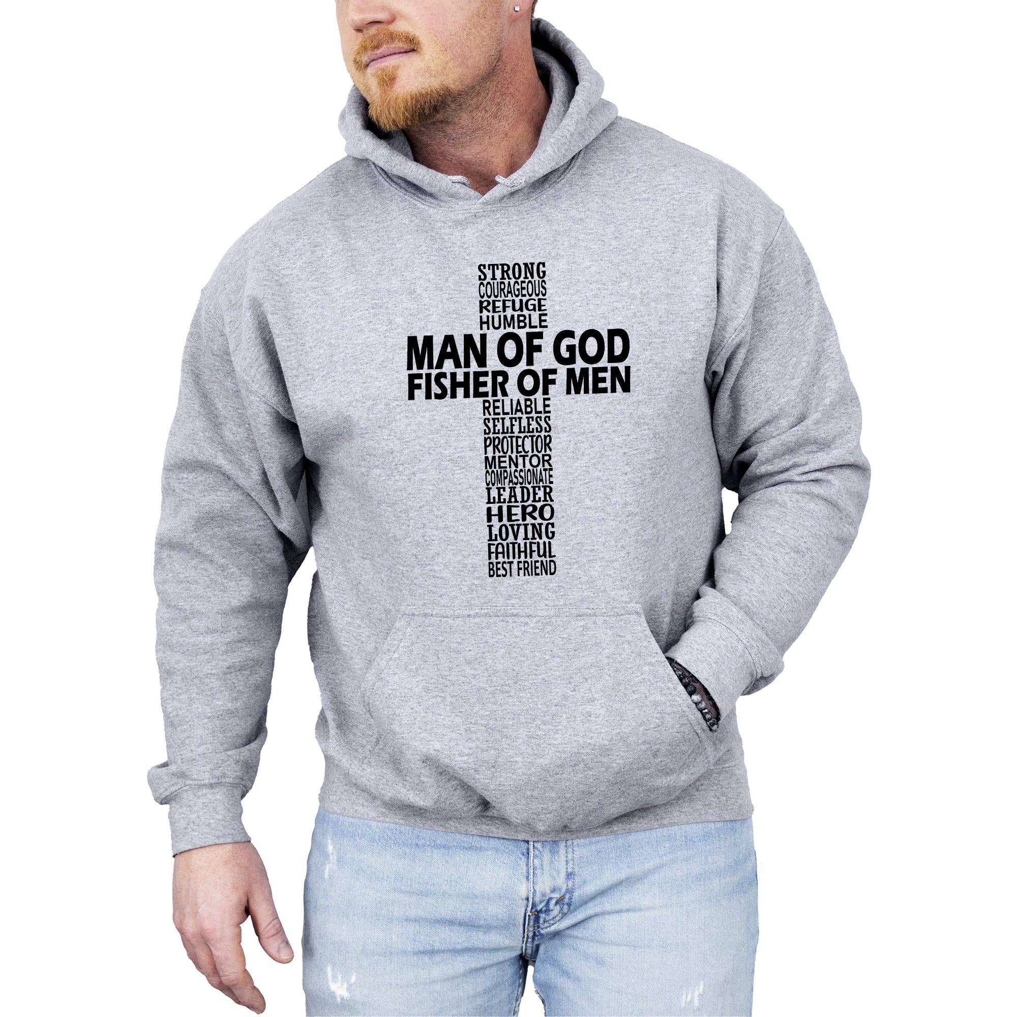 Refinery Number One LLC - Vente Sweat-shirt à imprimés – unisexe - Sweat à capuche Homme de Dieu, Pêcheur d'hommes, Jésus, Chrétien, Faith4