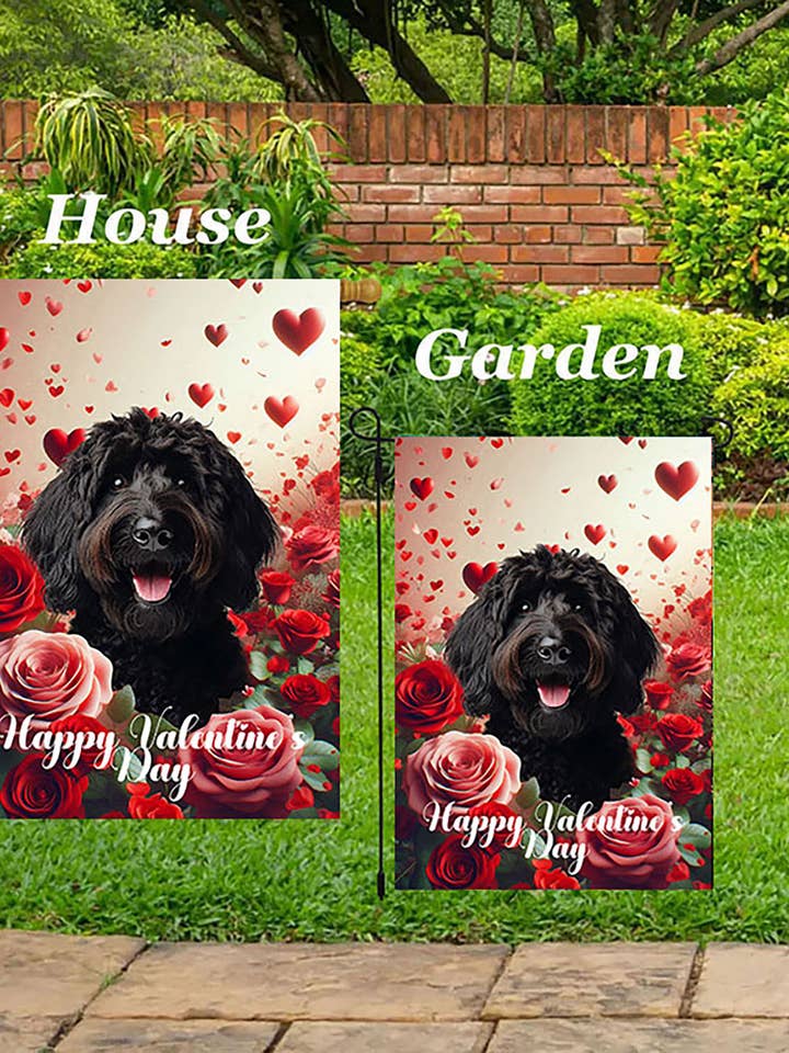 Labradoodle Nero - Bandiera di San Valentino per la Casa per la vendita all'ingrosso da parte di Best of Breed Products