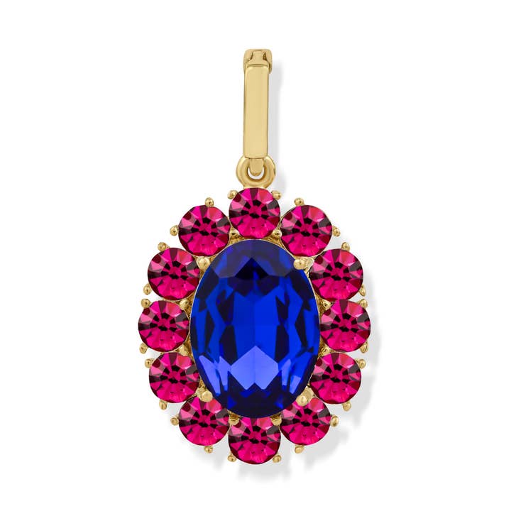 Ninon - Wholesale Individual Charm/Pendant - Petite Ninon Oval Fuşya Lacivert Charm0