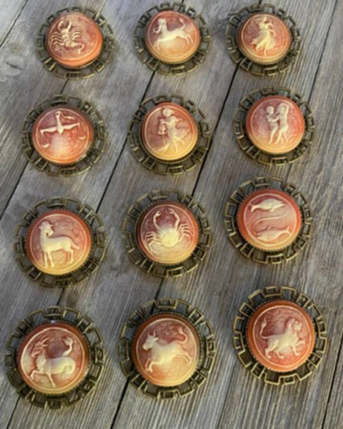 Savannah Hoffman Designs Artisan Jewelry - Wholesale Lapel Pin/Button - Vintage Zodiac Cameo Pins-Fashion/Gift/Metaphysical/Museum3