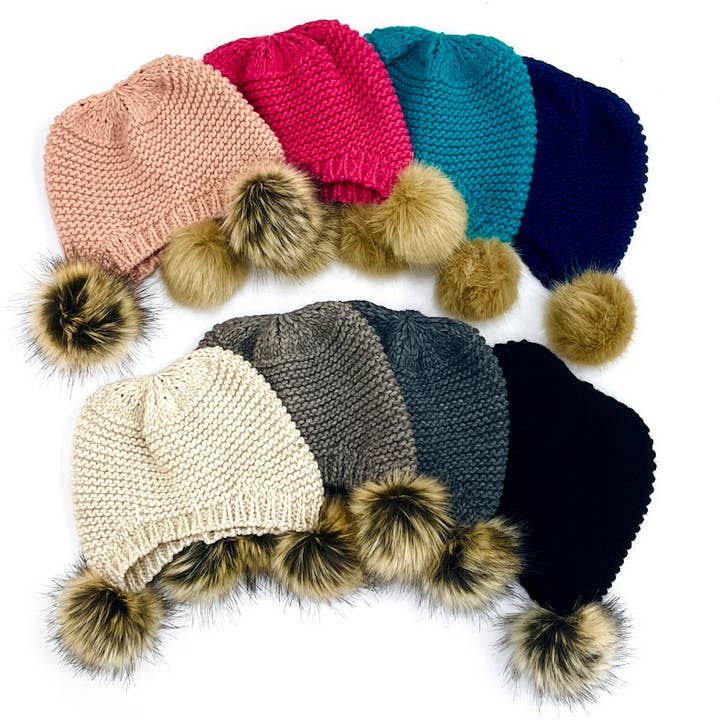 MILANO AMOUR - Wholesale Beanie - Women's - WINTER HAT CAPPELLO CUFFIA DOUBLE PON-PON29