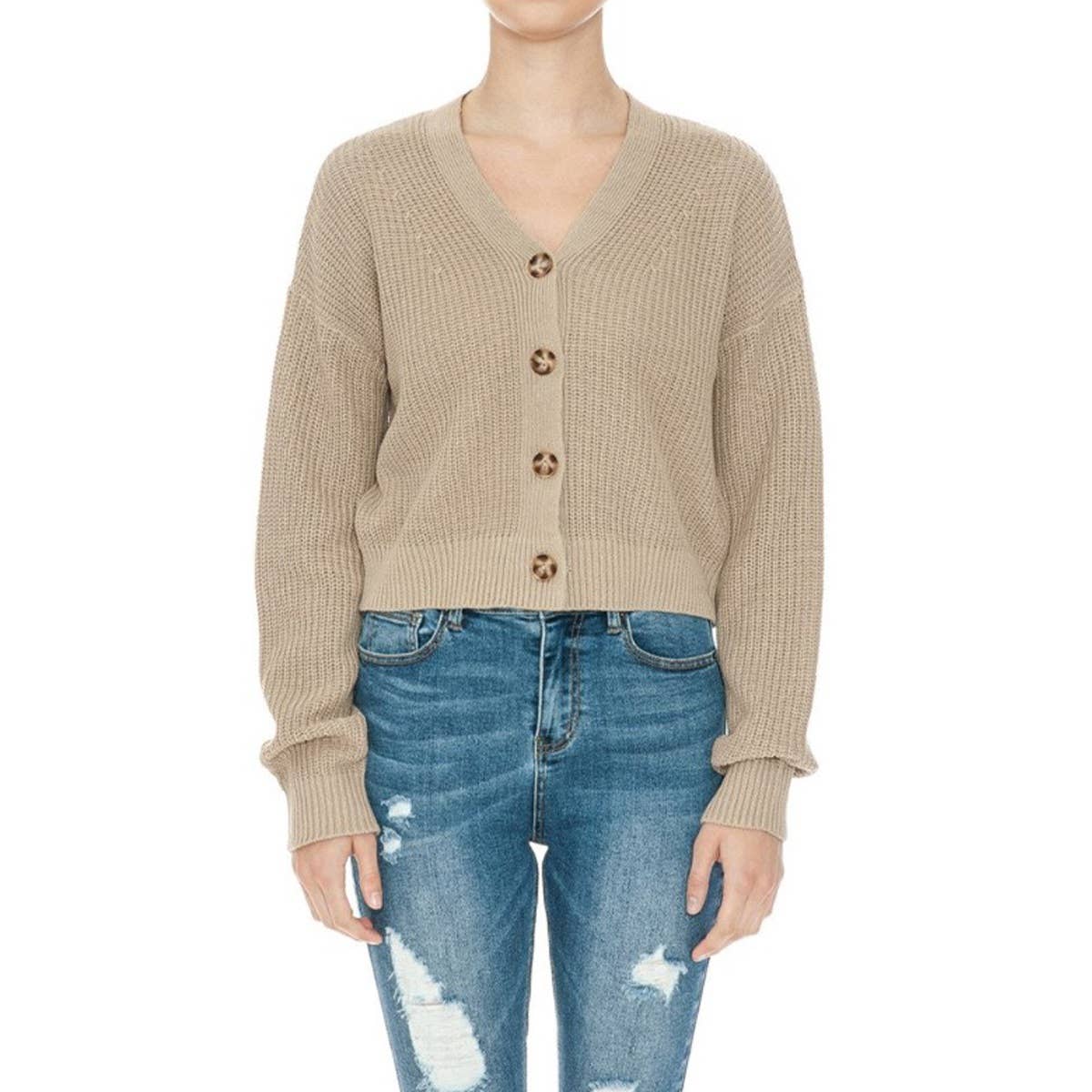 Timeless - Wholesale Cardigan - Women's - V Neck Long Sleeve Crop Cardigan Sweater1