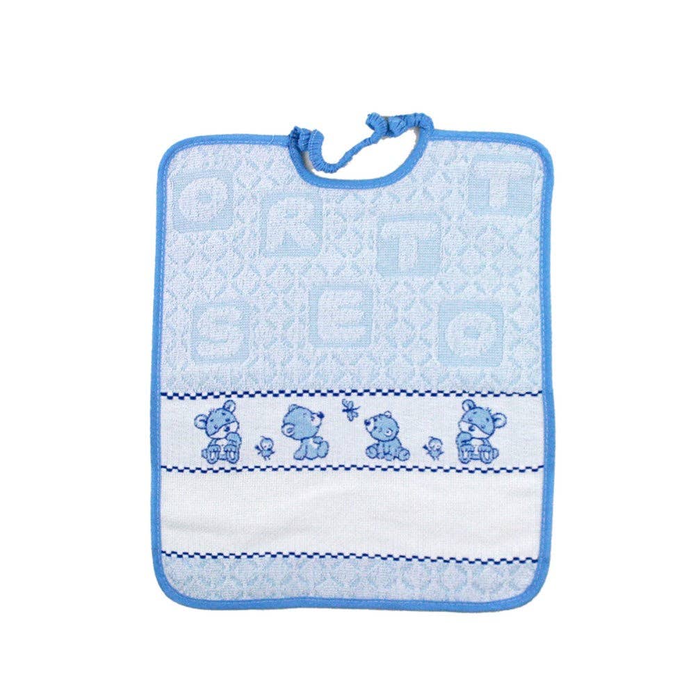 Almatex srl - Vendita all'ingrosso Bavaglino - Neonati - Bavaglino ORSETTO con elastico cm. 28x33 con banda da ricamare3