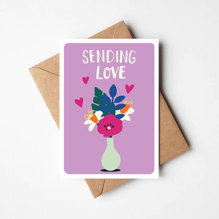 Sending Love Greetings Card for wholesale by Cake and Crayons
