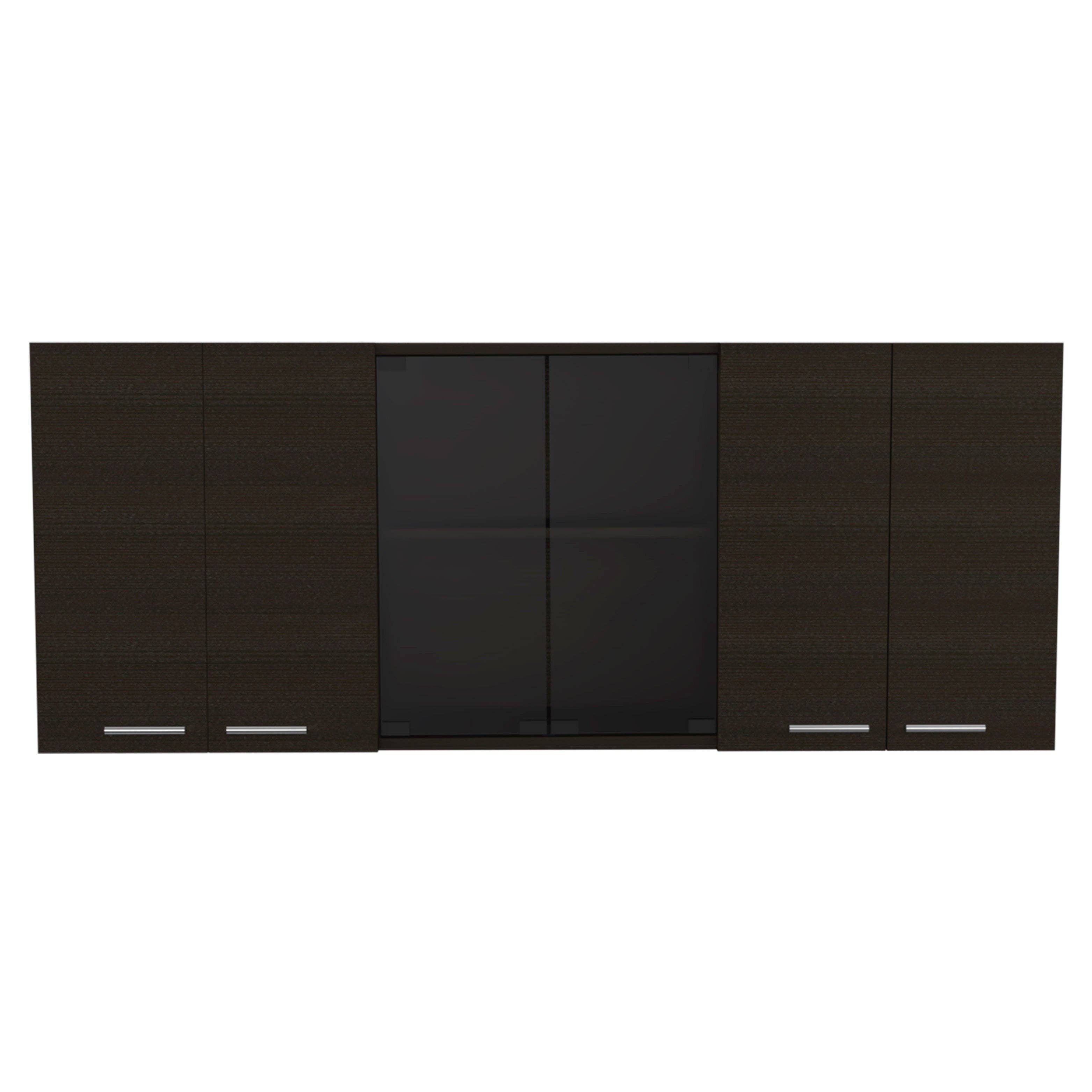 Black Kitchen Wall Cabinet with Glass 150, with multiple doors for wholesale on Faire3