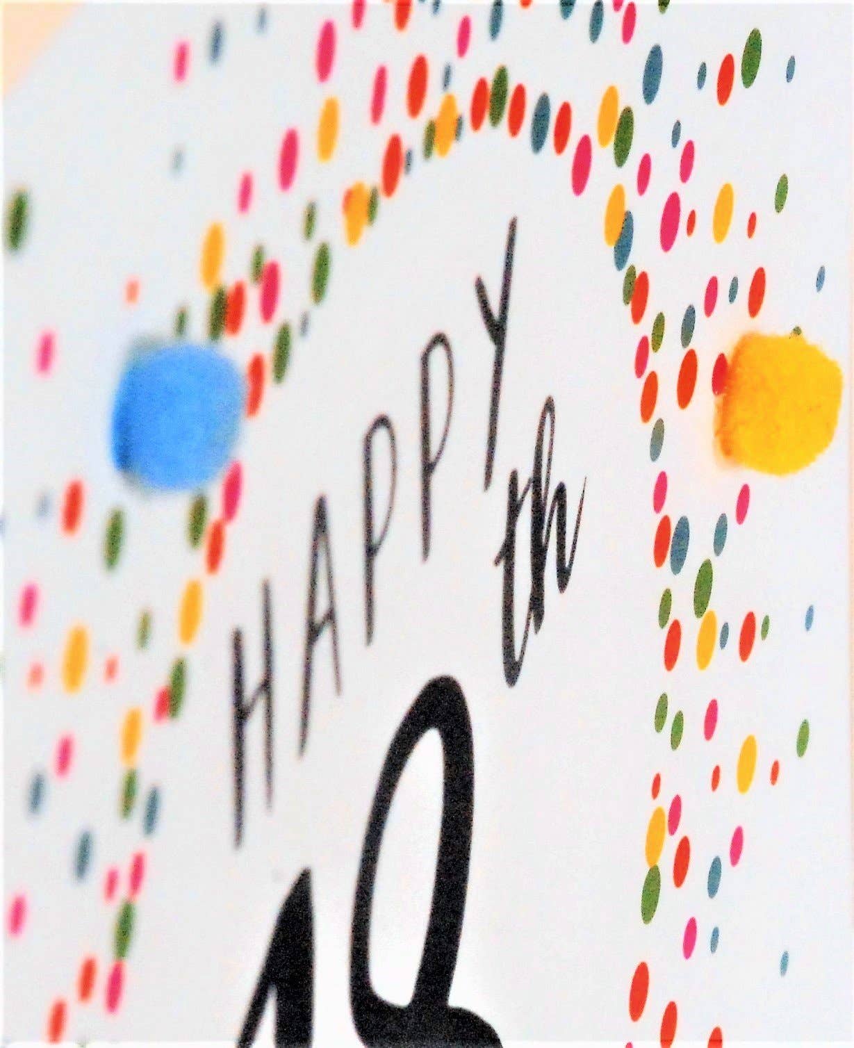 Claire Giles Ltd - Wholesale Birthday Card - Birthday Card, Dotty 18, 18th, Embellished with colourful pompoms3