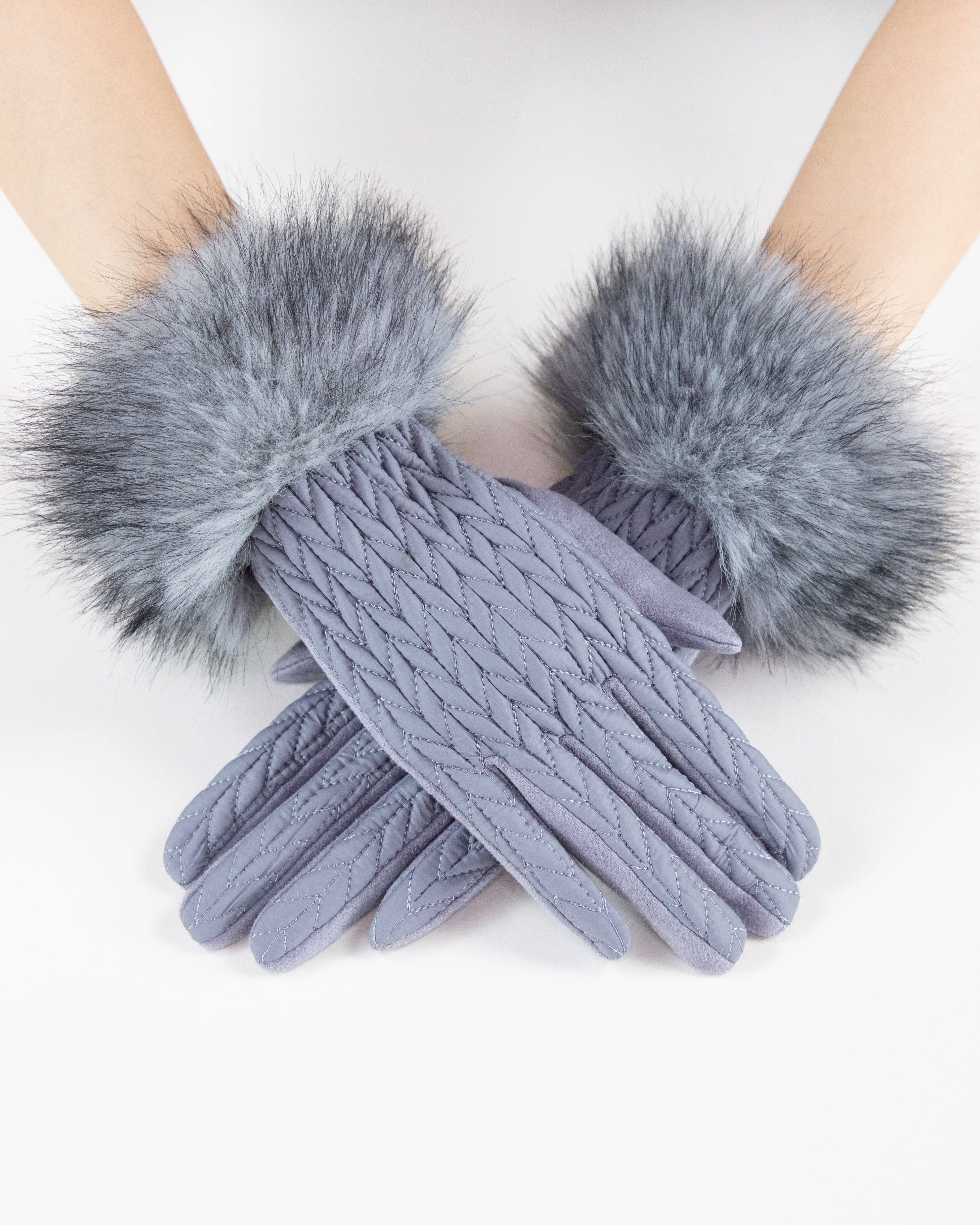 Original USA - Vente Gants – femme - Gants à revers en fausse fourrure à texture point jersey (TS)2