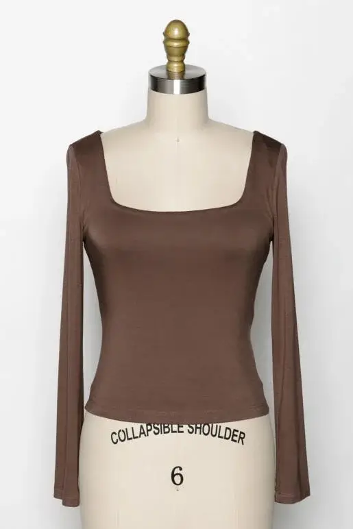 Final Touch - Wholesale Knit Top - Women's - Double Layered Square Neck Basic Top - T1710951