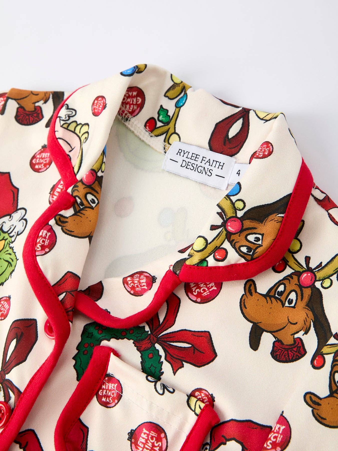 Rylee Faith Designs - Wholesale Sleepwear Set - Kids - Christmas Wreath Character Print Girls Pajama Set9