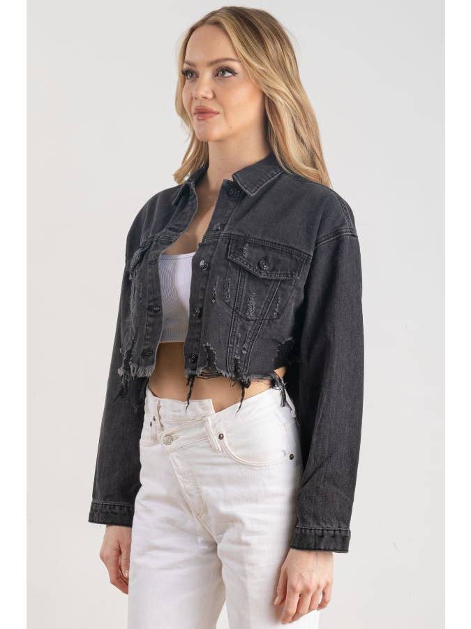 Trio Urban - Wholesale Denim Jacket - Women's - New York Collage (I ♥ NY) Crop Denim Jacket2