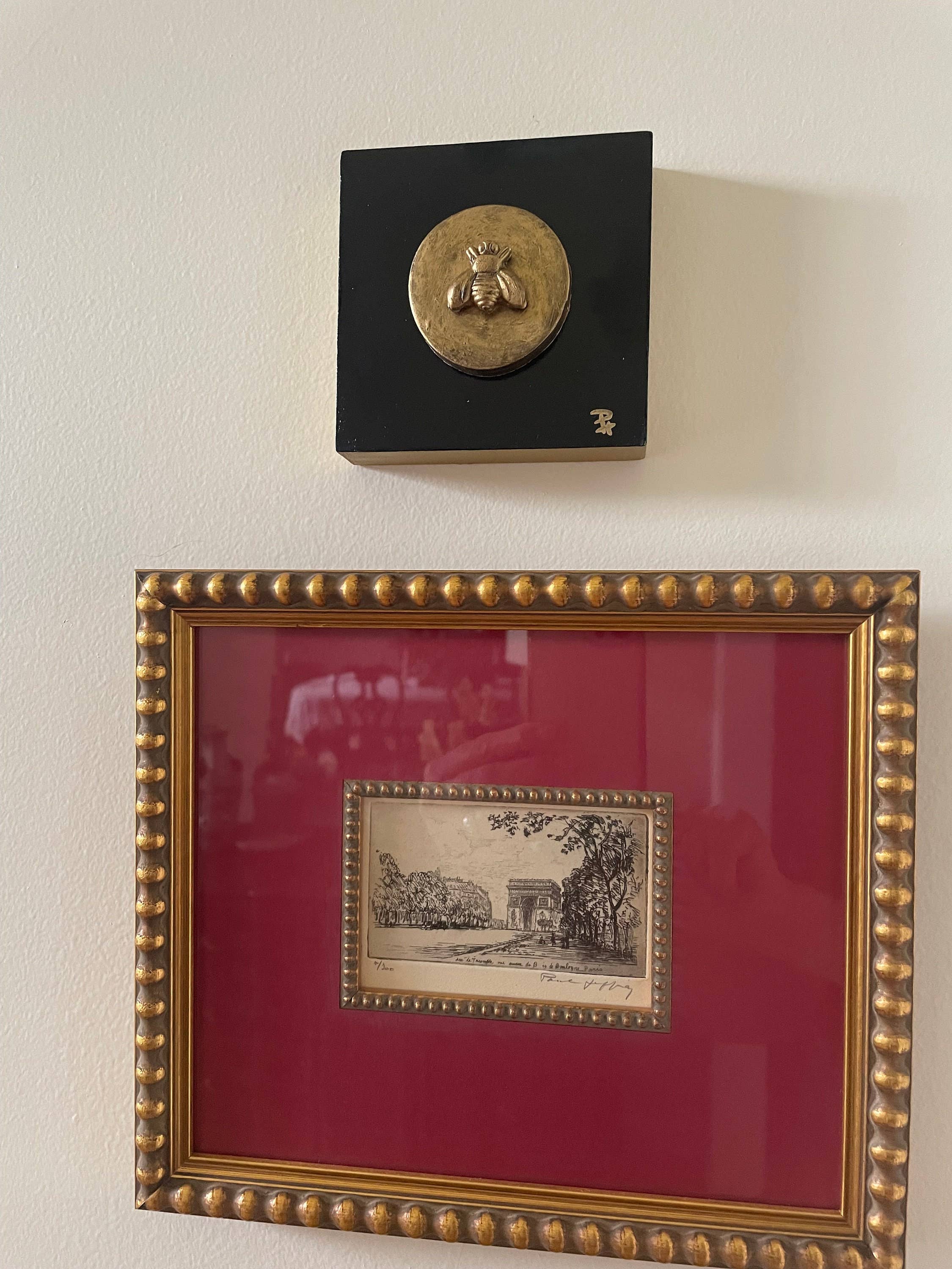 The Ornate Oyster - Wholesale Wall Accent - Antique Gold Bee Intaglio Art Collection Unframed6