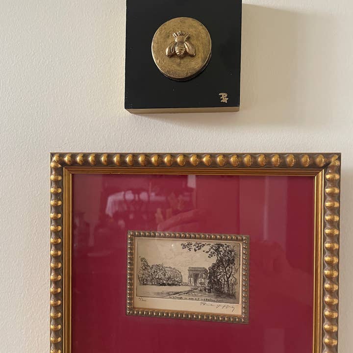 The Ornate Oyster - Wholesale Wall Accent - Antique Gold Bee Intaglio Art Collection Unframed6