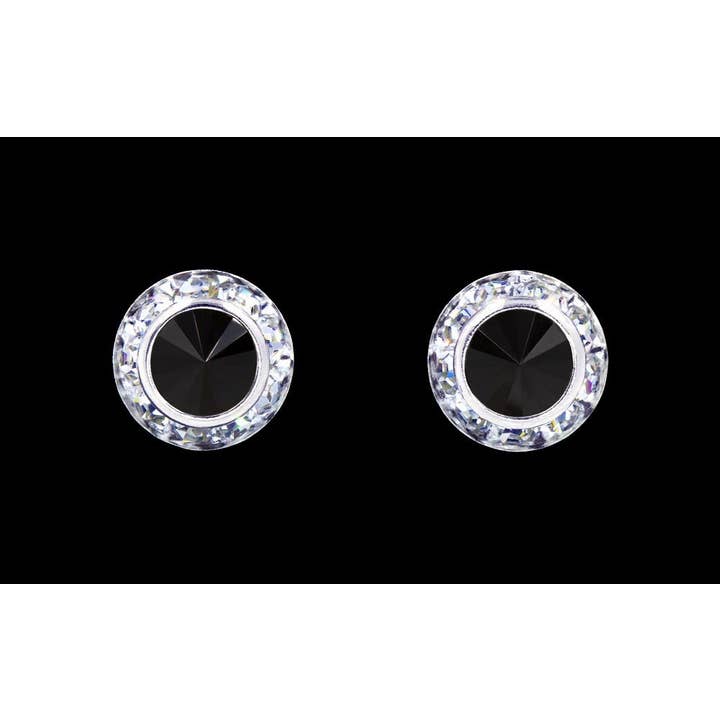 Bridal Store Jewelry - Wholesale Stud/Post Earrings - #12535 Jet 11mm Rondel with Rivoli Button Earrings