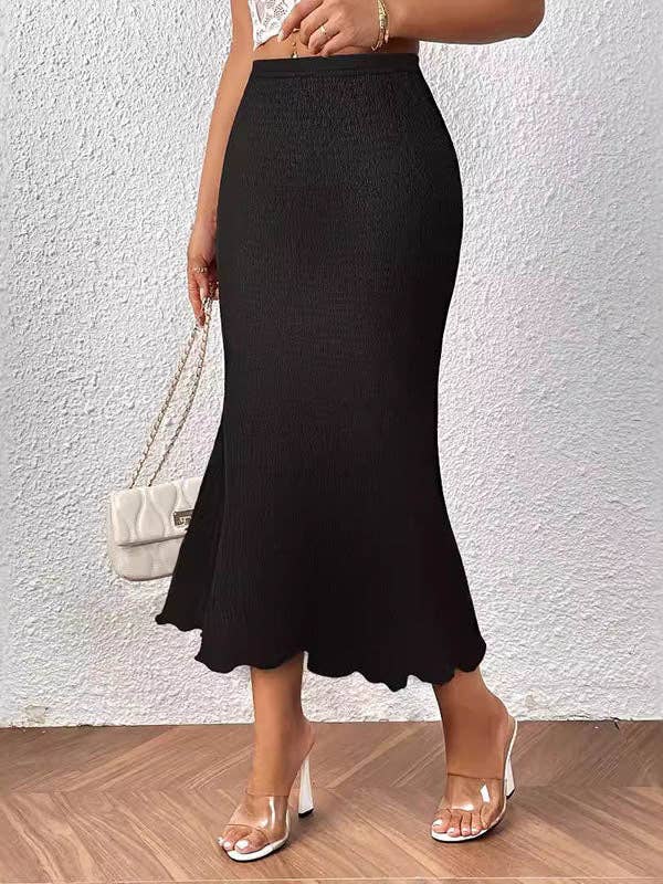 Chicto - Wholesale Skirt - Women's - High Waisted Loose Elasticity Solid Color Skirts