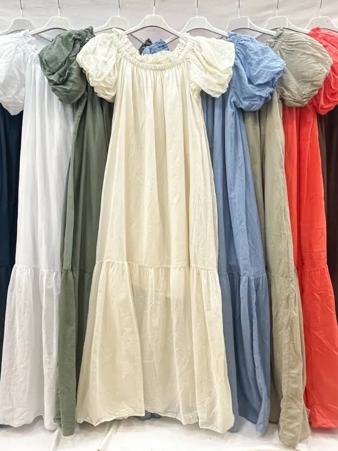 Mimi & Gogo - Vente Robe – femme - Robe Longue En Voile De Coton À Volants @27043_RLDouble