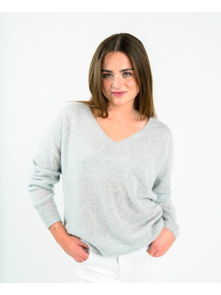 Archer Cashmere - Vendita all'ingrosso Maglione tricot - Donna - Maglia Scollo a V Hunter Boyfriend