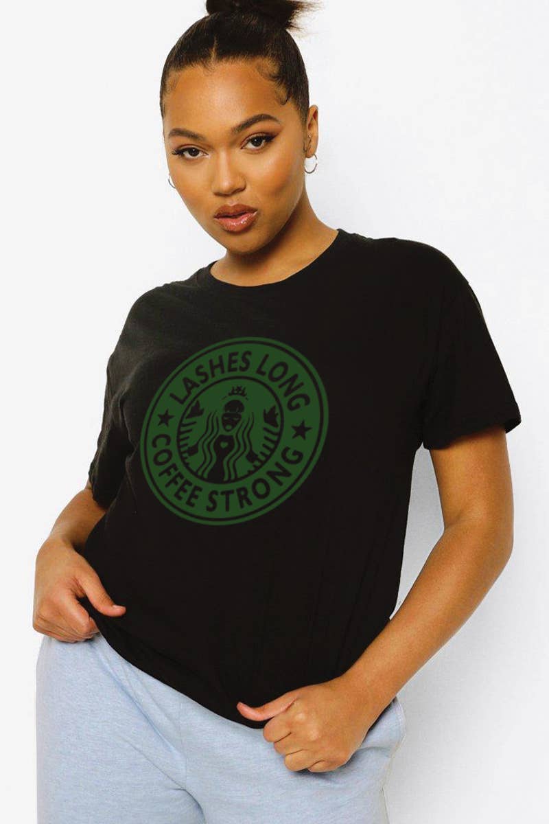 Polar bee - Vendita all'ingrosso Maglietta serigrafata - Donna - PB-2830. CIGLIA LUNGHE, CAFFÈ FORTE1