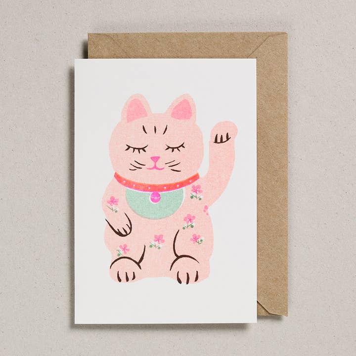 Petra Boase Ltd (US Duties Paid!) - Wholesale Everyday Greeting Card - Riso Papercut Cards - Pack of 6 - Lucky Cat0