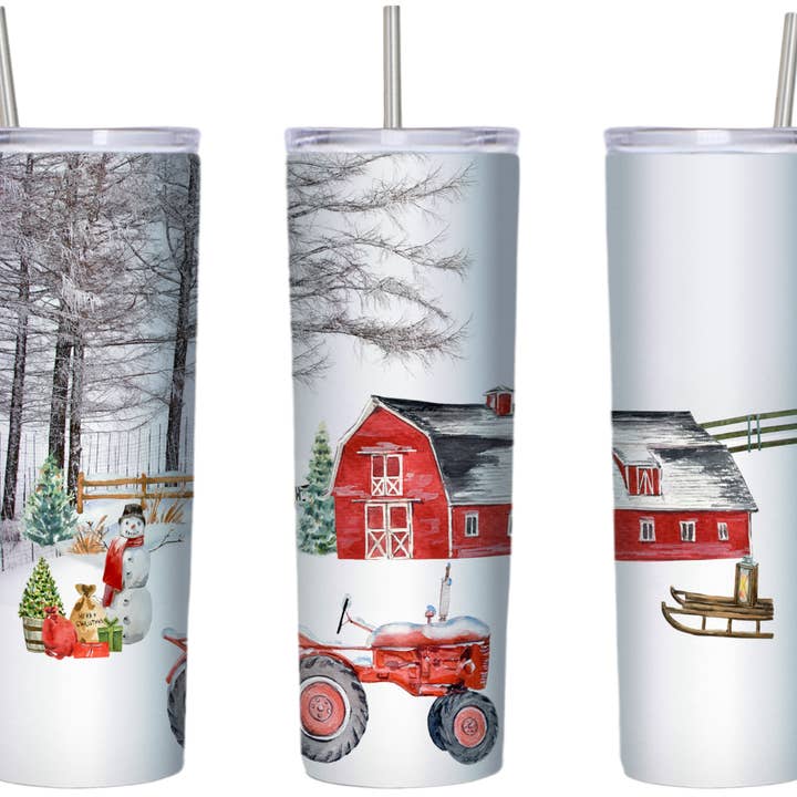 Bicchiere Farmhouse Christmas 20 Oz per la vendita all'ingrosso da parte di Perfectly Diverse Trendz, LLC