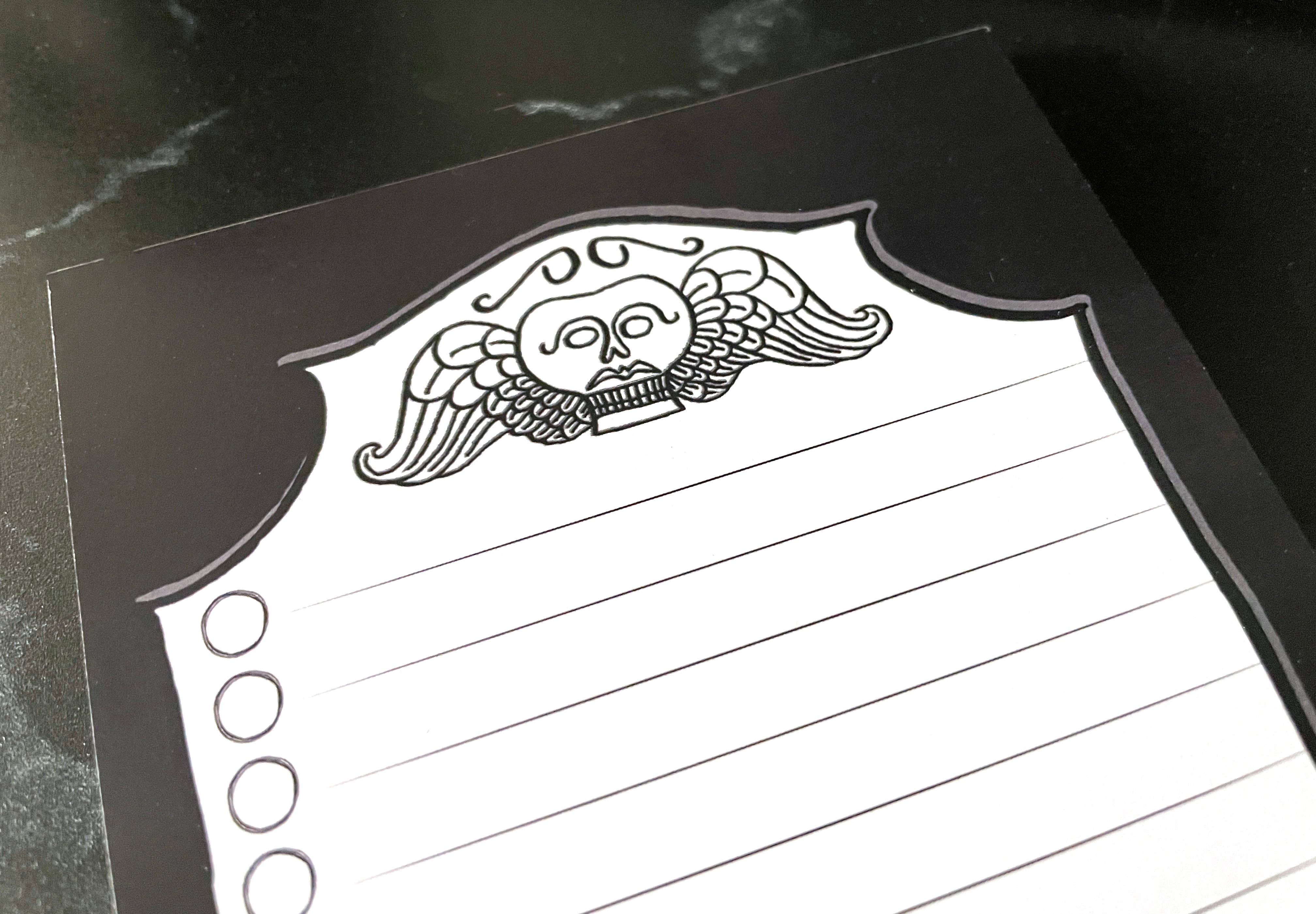 drawn by water - Wholesale Notepad - Memento Mori Notepad, Goth, Spooky Themed Stationery1