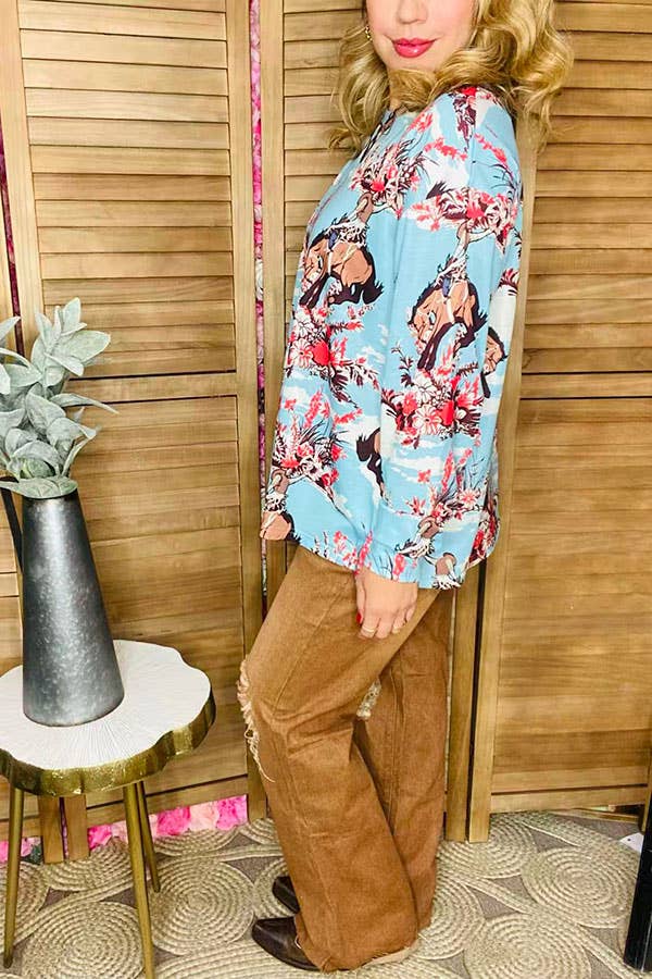 luluclothes - Wholesale Tunic - Women's - Wild west horse riding long sleeve women blouse XCH165972