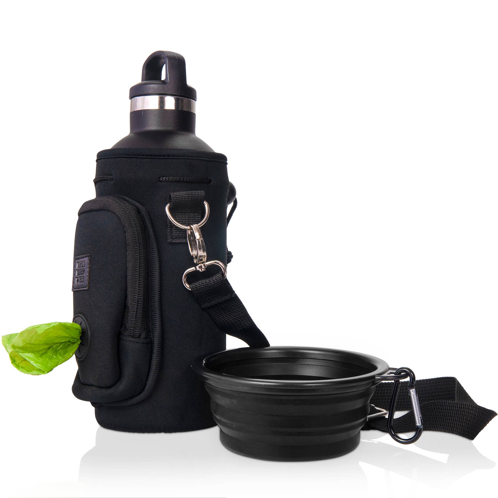 MADE EASY KIT – Suporte para garrafas/garrafeira por atacado – Kit fácil de transportar garrafa de água com bolso para saco de cocô de cachorro17