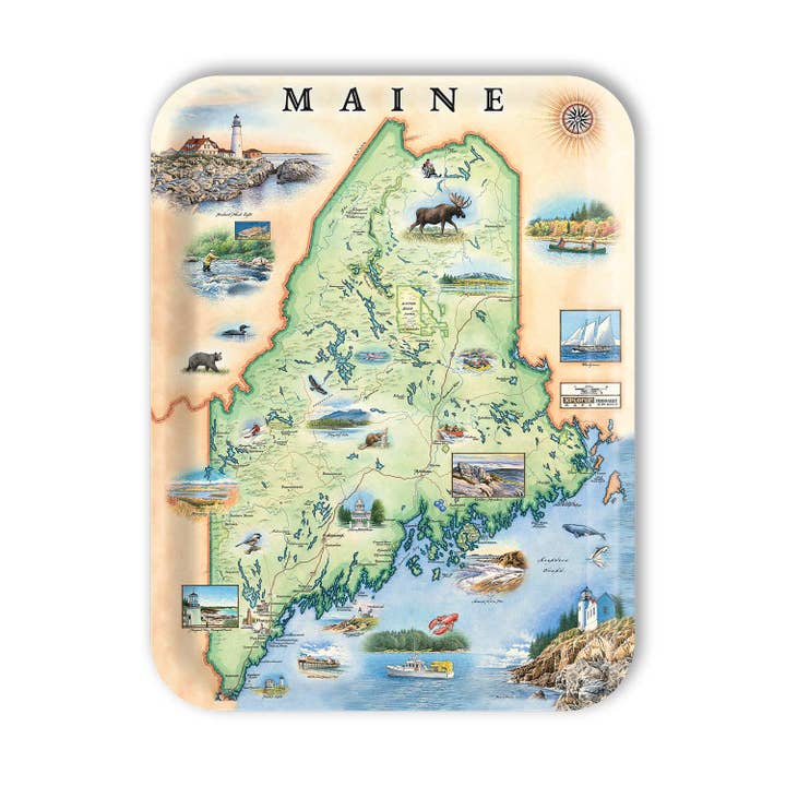 Maine Map Wooden Serving Trays for wholesale by XPLORER MAPS