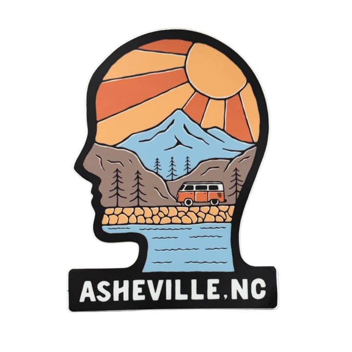 Una mente soleada (negra) | Pegatina de Asheville para venta al por mayor de Menottees