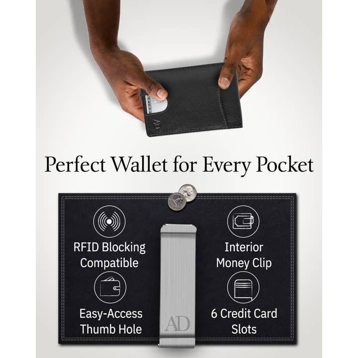 Access Denied Accessories - Wholesale Wallet - Men's - Real Leather Wallets For Men Money Clip Bifold Wallet RFID26