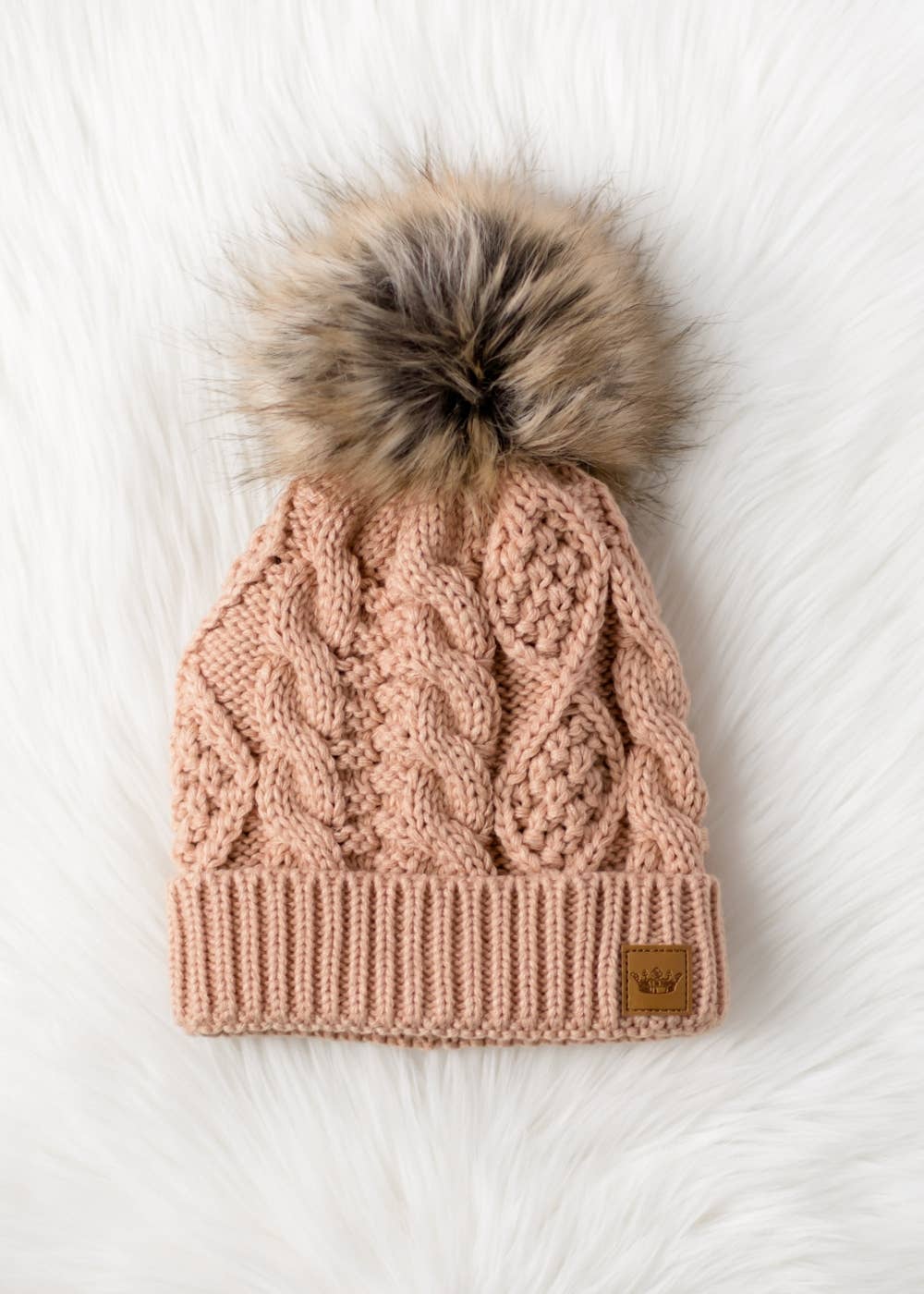 Panache Apparel Co. - Wholesale Beanie - Dames - Perzikdons Kabelgebreide Pom Muts3