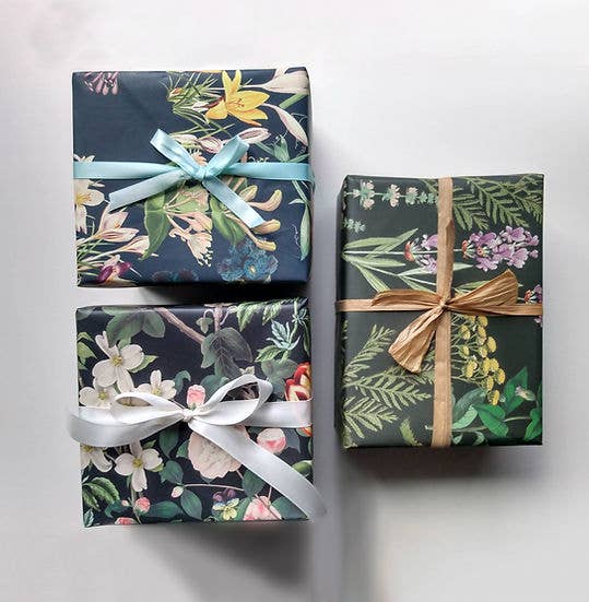 Fable & Fen, LLC - Wholesale Wrapping Paper Roll - Language of Flowers Wrapping Paper Set: Mixed Designs