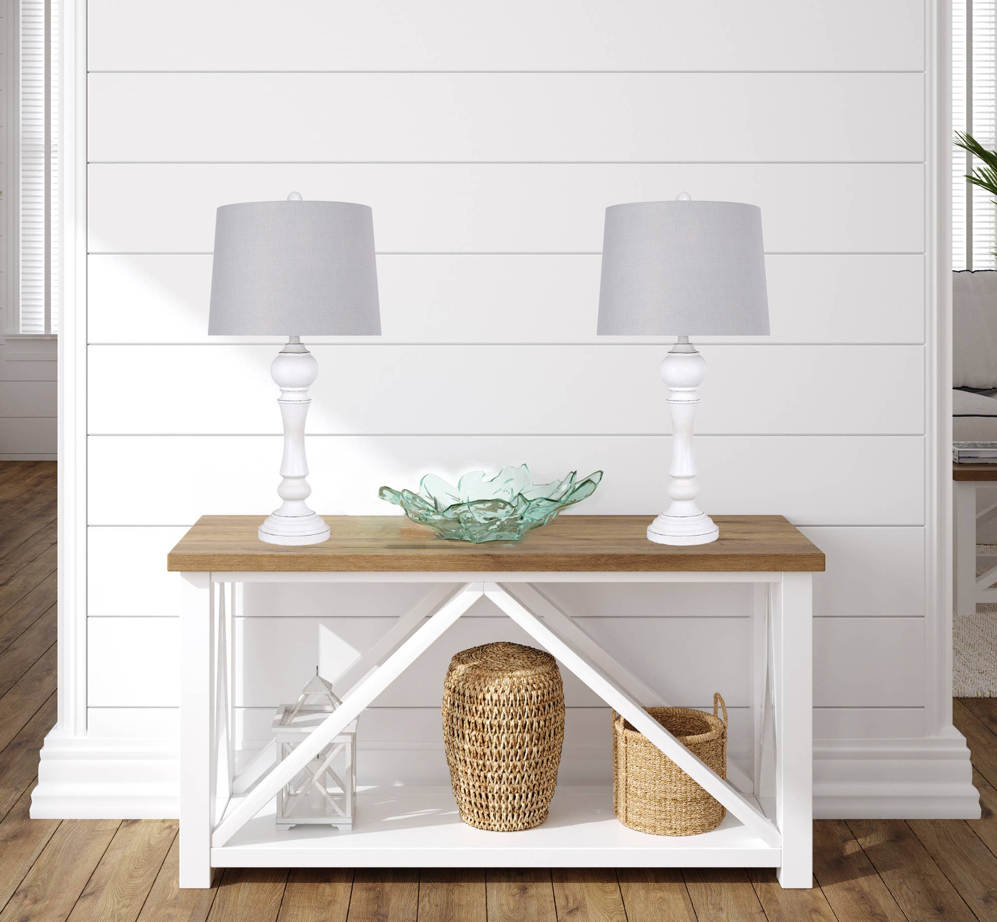 LumiSource and Grandview Gallery - Wholesale Accent/Desk Lamp - 32" Polyresin Table Lamps w/ Reclaimed Grey Finish (2 Pack)0