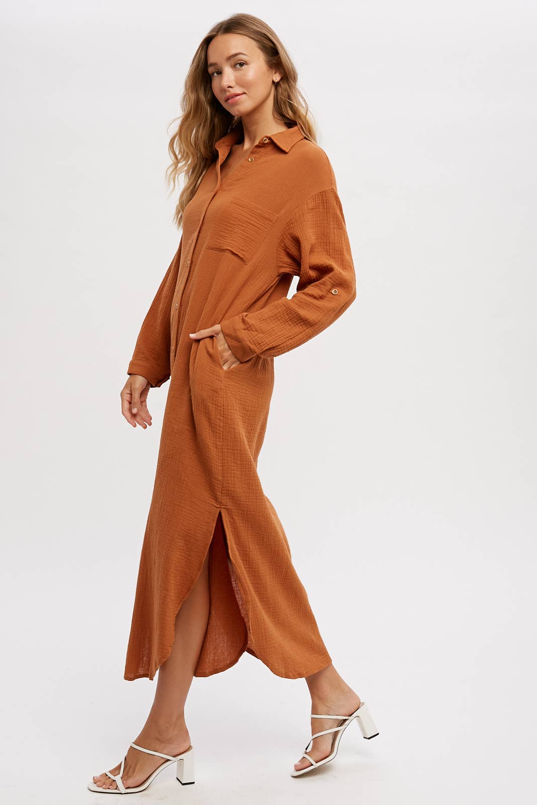 Bluivy - Wholesale Dress - Women's - BUTTON UP MAXI SHIRT DRESS WITH POCKET17