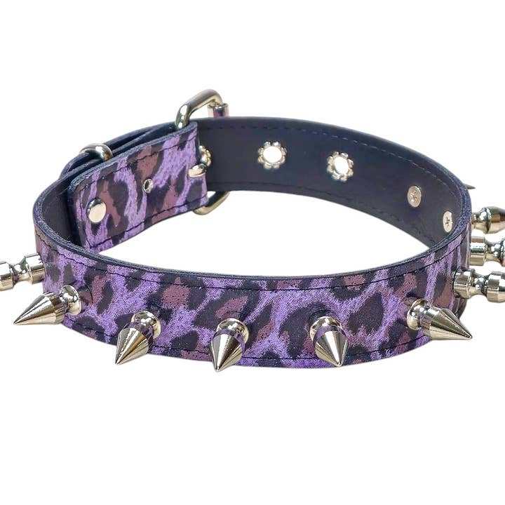 CK105L-CHEETAH 3/4" PLAIN GENUINE LEATHER LEOPARD CHEETAH 1" SPIKE for wholesale by Funk Plus