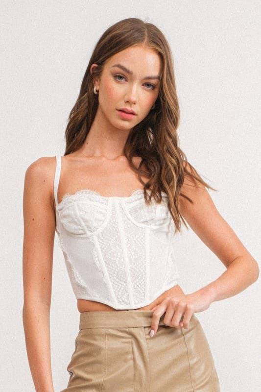 Papermoon - Wholesale Corset - Women's - PT16748 - Lyric Lace Detailed Mesh Corset Top2
