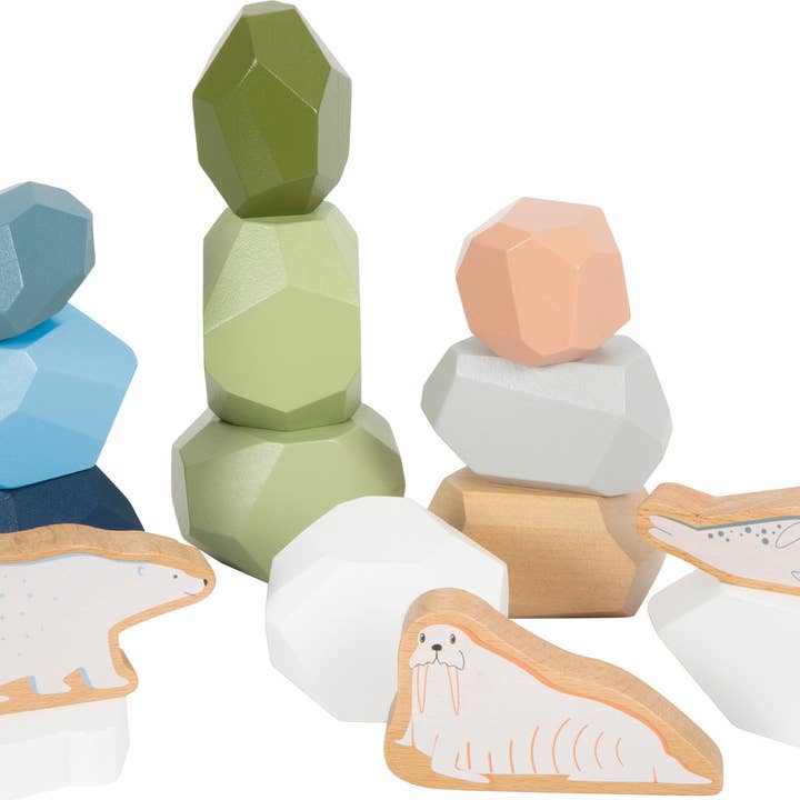small foot - Wholesale Wood Toy - Kids - “Arctic” wooden balancing stones | building blocks | wood