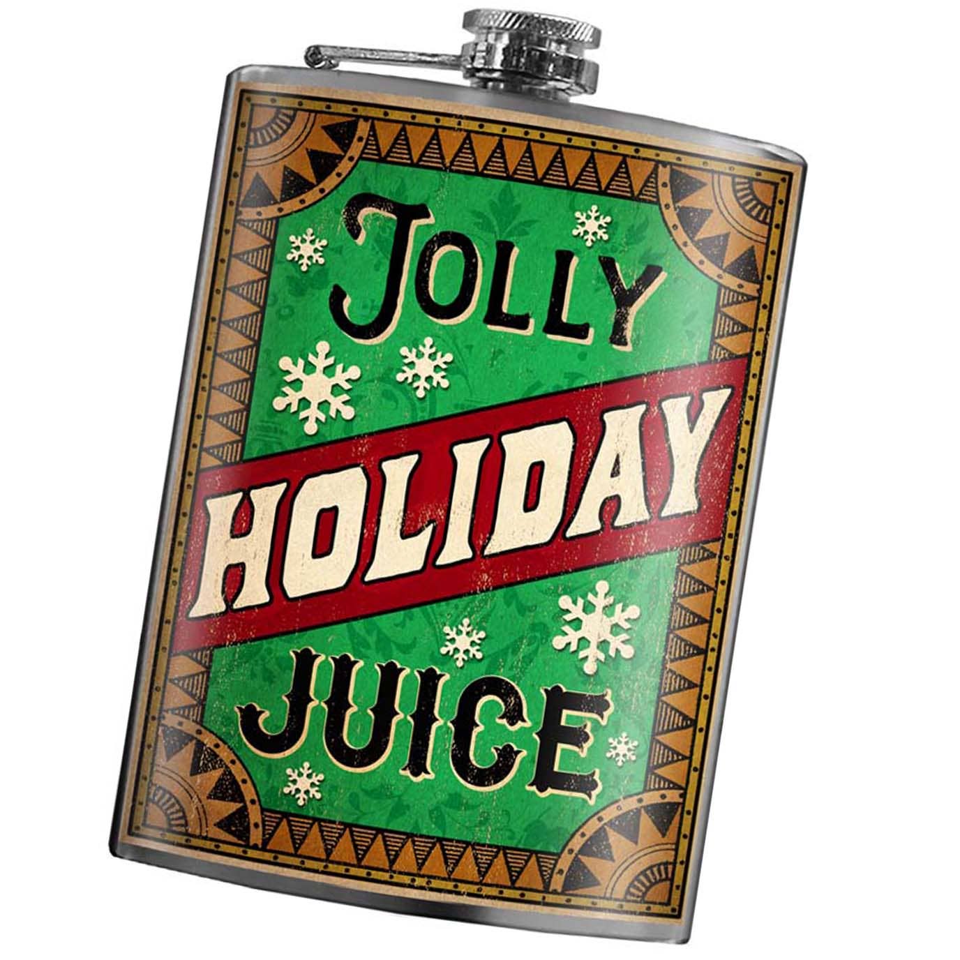 Trixie & Milo Flask: Jolly Holiday Juice - Funny Flask for Christmas Cheer, Stocking Stuffer, Kitschy Gift Idea