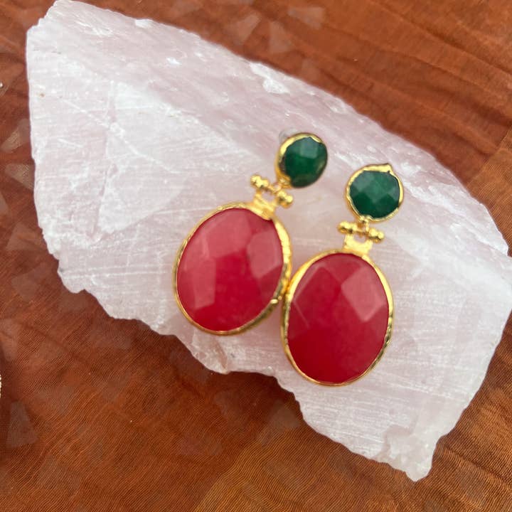 Georgia On My Mind - Wholesale Dangle earrings - Double Stone Earring- Large4