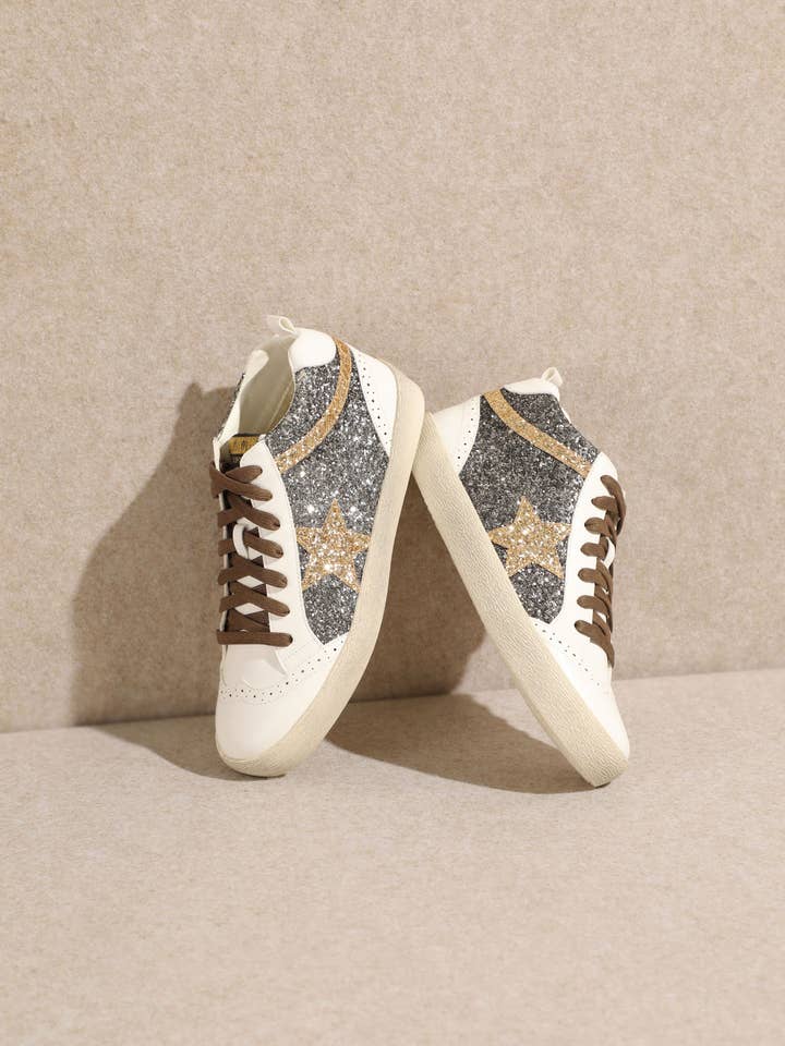CCOCCI - Wholesale Lifestyle Sneakers - Women's - DAISY GLITTER ACCENT SEMI HIGH-TOP STAR SNEAKERS15