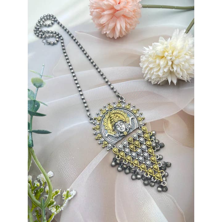 Collier réplique bicolore Durga Maa avec Ghungroo pour la vente par Vastrabhushan