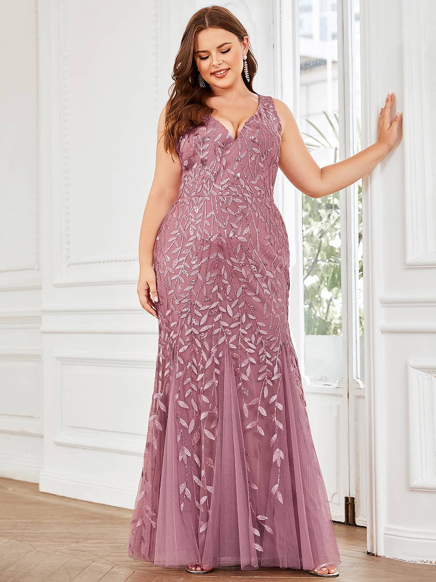 Ever-Pretty - Wholesale Dress - Women's - Plus Size Sequin Fishtail Evening Dress12