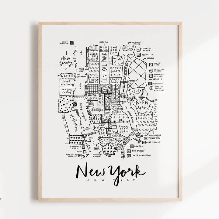 New York City Neighborhood Map Print for wholesale by By Aleisha
