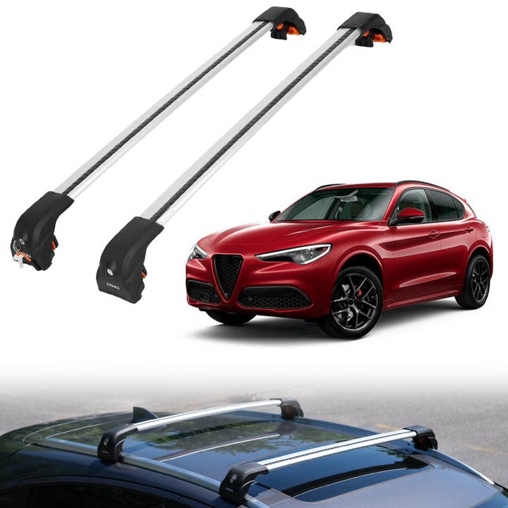 Heavy Duty 220 LBS Roof Rack Cross Bars for Alfa Romeo Stelvio 2018-2026 - Black for wholesale by Erkul Auto USA