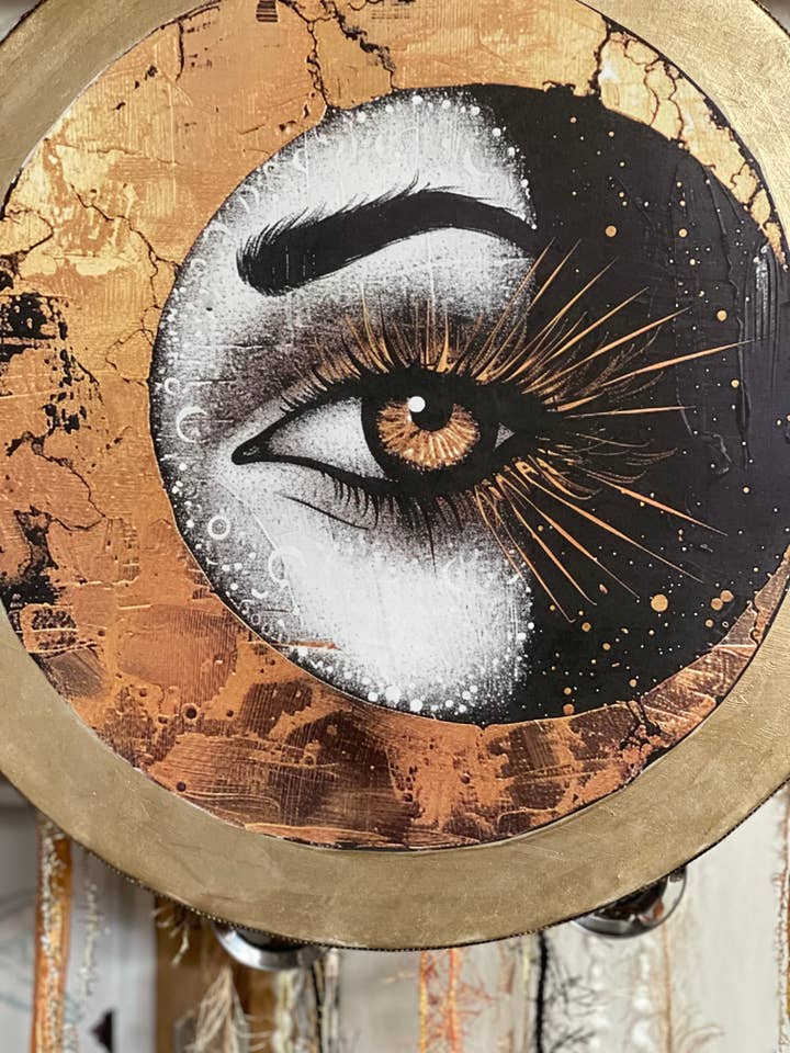 "The Mystic" Magical Moon and Eye Tambourine Wall Accent for wholesale by Bodhi Leaf Market