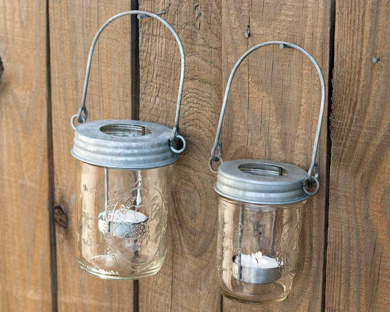 Mason Jar Lifestyle - Wholesale Candle Holder - Galvanized Metal Tea Light Candle Holder Lids With Handles2
