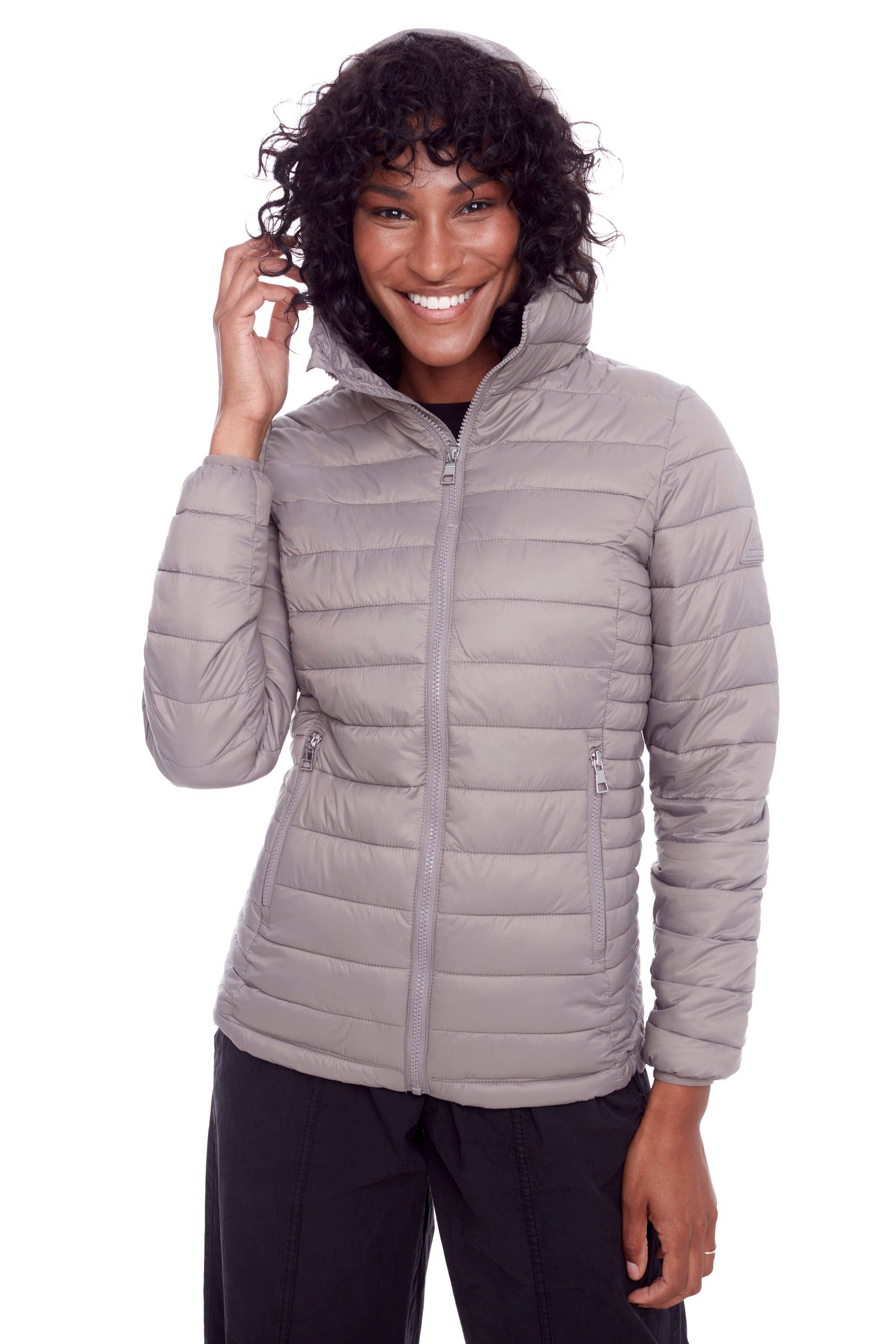 YOHO LADIES' | WOMEN'S VEGAN DOWN (RECYCLED) LIGHTWEIGHT PACKABLE PUFFER, TAUPE for wholesale on Faire6