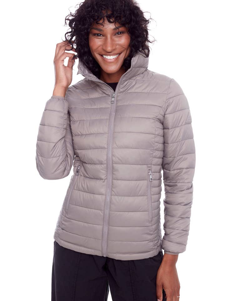 YOHO LADIES' | WOMEN'S VEGAN DOWN (RECYCLED) LIGHTWEIGHT PACKABLE PUFFER, TAUPE for wholesale on Faire6