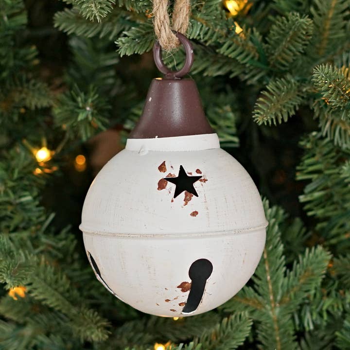 M9969-Aged Finish Metal Bell w.Jute Loop-Cream(4.75"x4.75"x7 for wholesale by Impressive Enterprises, Inc.